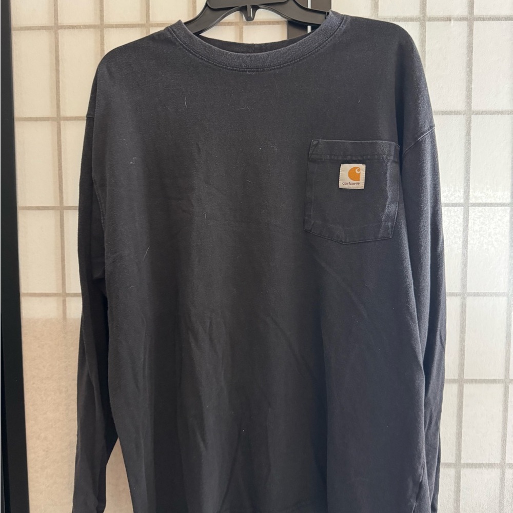 Carhartt Black Long Sleeve Pocket Tee with Logo Patch